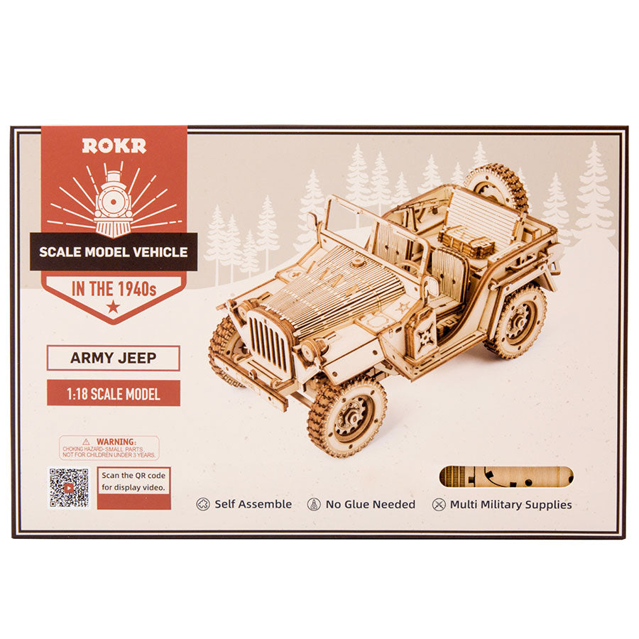 ROKR Army Jeep Scale Model 3D Wooden Puzzle