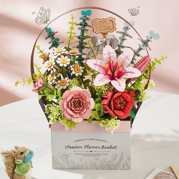 Rowood Wooden Flower Basket 3D Puzzle