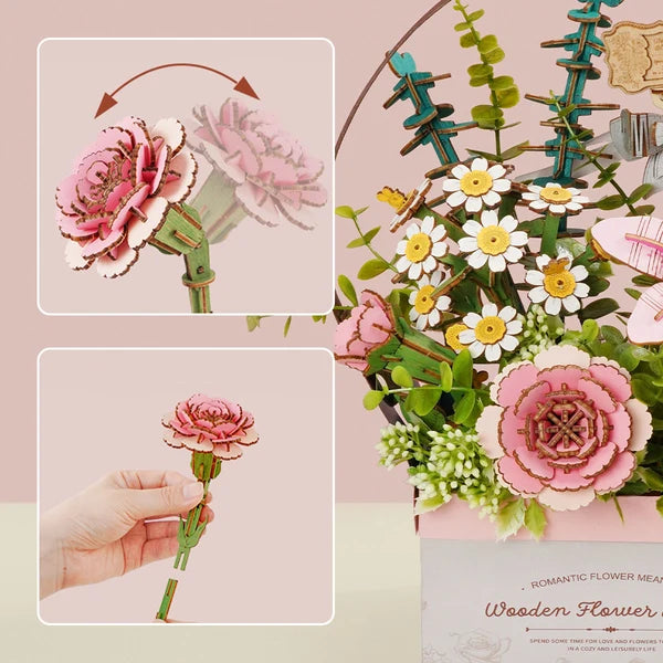Rowood Wooden Flower Basket 3D Puzzle