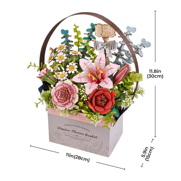 Rowood Wooden Flower Basket 3D Puzzle