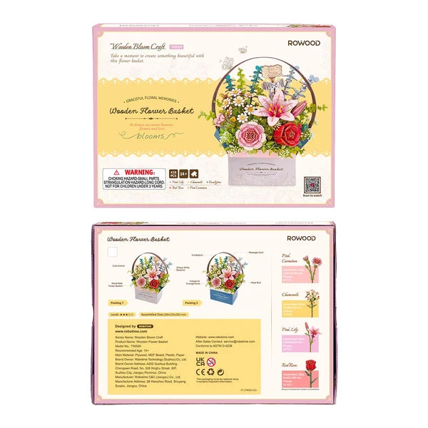 Rowood Wooden Flower Basket 3D Puzzle