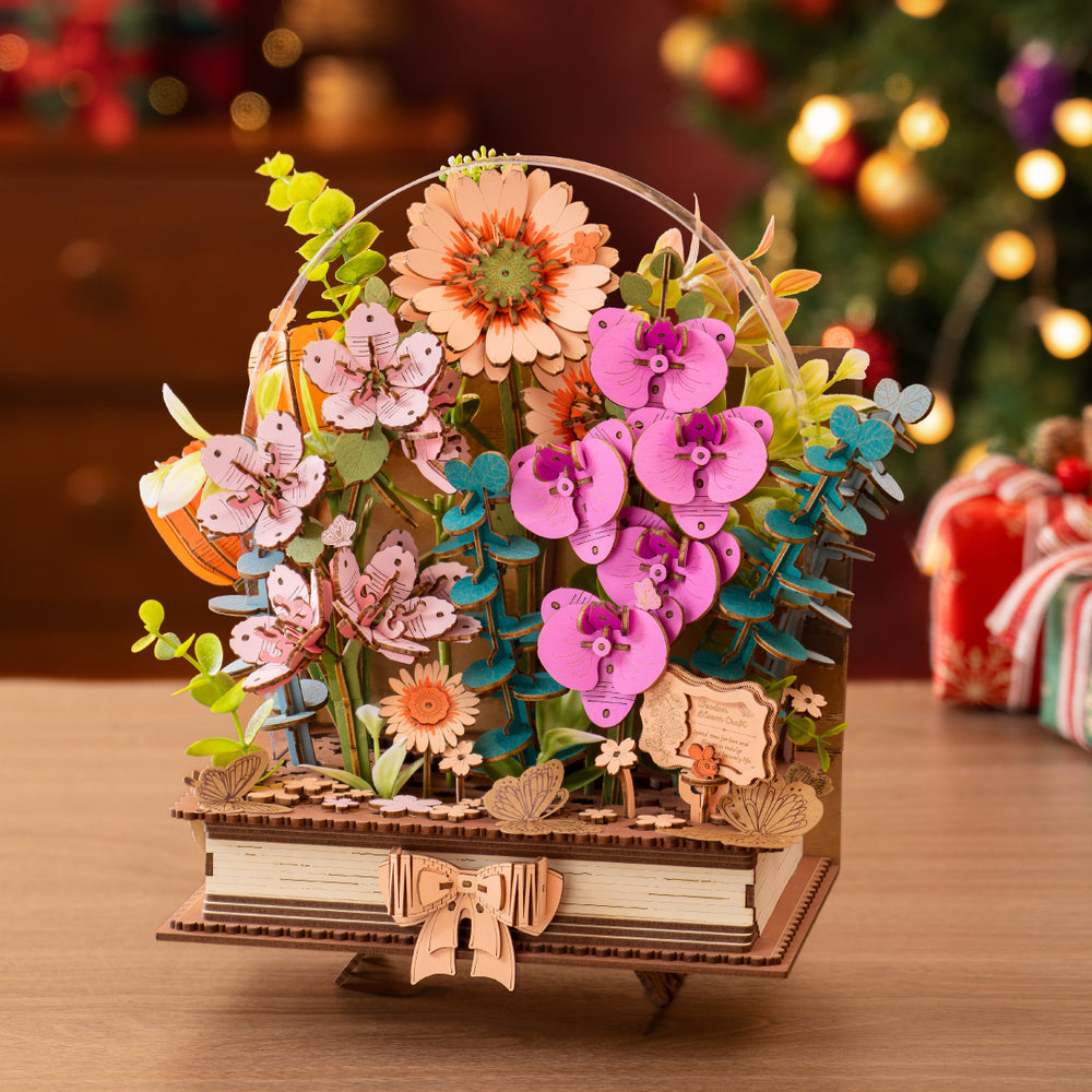 Rowood Wooden Blooming Book DIY Flower Bouquet 3D Puzzle