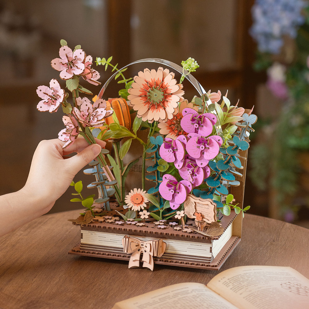 Rowood Wooden Blooming Book DIY Flower Bouquet 3D Puzzle
