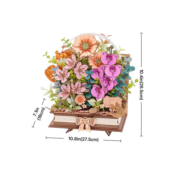 Rowood Wooden Blooming Book DIY Flower Bouquet 3D Puzzle