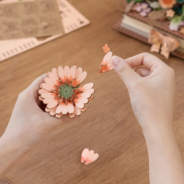 Rowood Wooden Blooming Book DIY Flower Bouquet 3D Puzzle