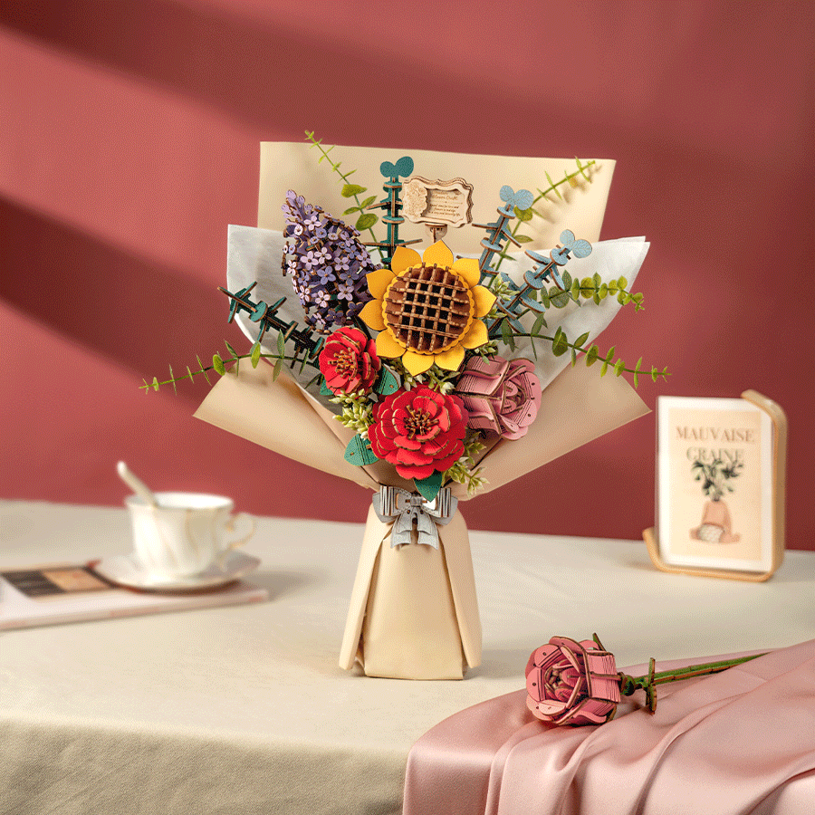 Rowood DIY Wooden Flower Bouquet 3D Wooden Puzzle