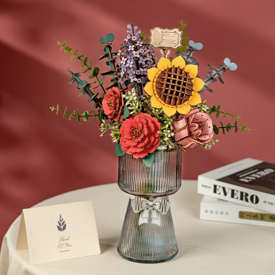 Rowood DIY Wooden Flower Bouquet 3D Wooden Puzzle