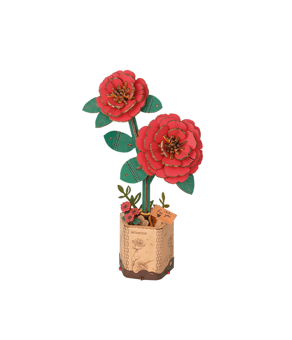 Rowood Wooden Flower 3D Puzzle Red Camelia