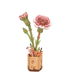 Rowood Wooden Flower 3D Wooden Puzzle Pink Carnation