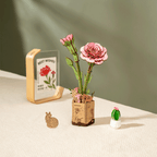 Rowood Wooden Flower 3D Wooden Puzzle Pink Carnation