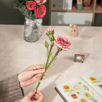 Rowood Wooden Flower 3D Wooden Puzzle Pink Carnation