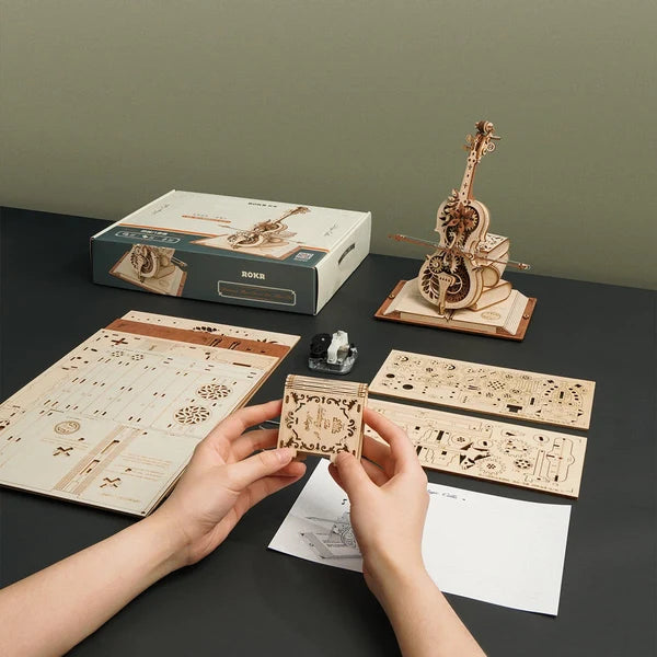 ROKR Magic Cello Mechanical Music Box 3D Wooden Puzzle