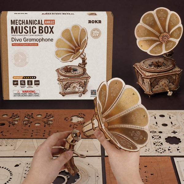 ROKR Diva Gramophone Music Box Wooden 3D Puzzle
