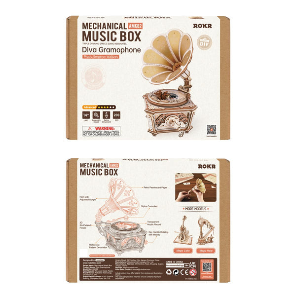 ROKR Diva Gramophone Music Box Wooden 3D Puzzle