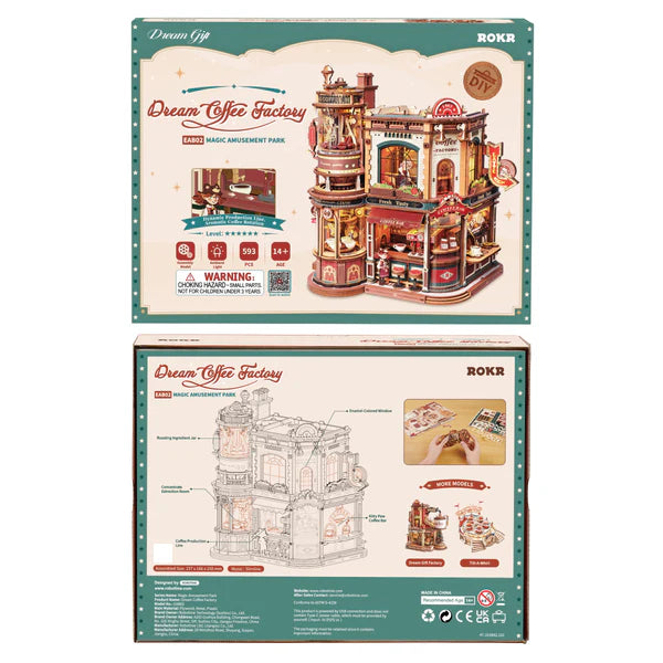 ROKR Dream Coffee Factory Music Box Wooden 3D Puzzle