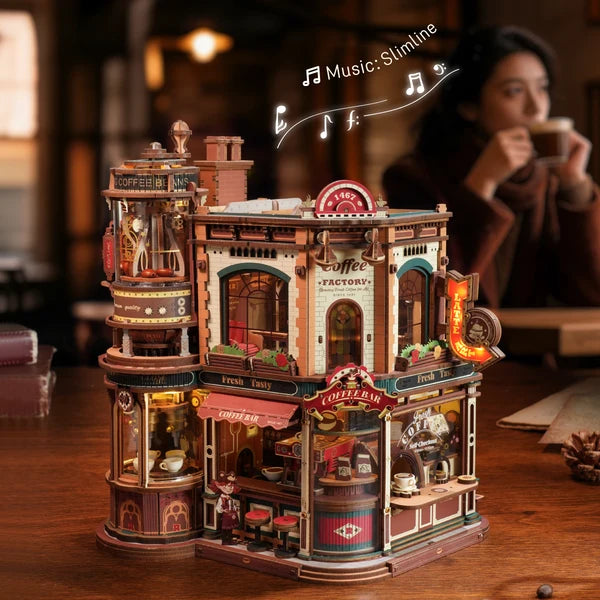 ROKR Dream Coffee Factory Music Box Wooden 3D Puzzle
