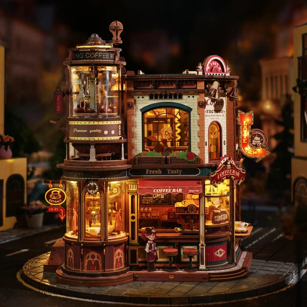 ROKR Dream Coffee Factory Music Box Wooden 3D Puzzle