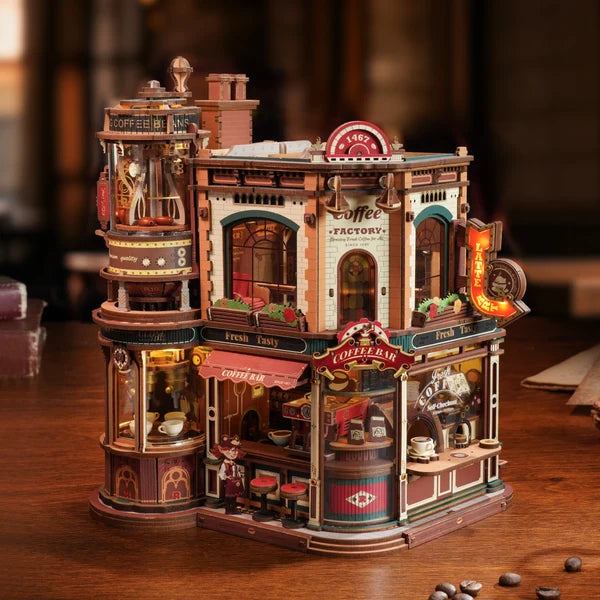 ROKR Dream Coffee Factory Music Box Wooden 3D Puzzle