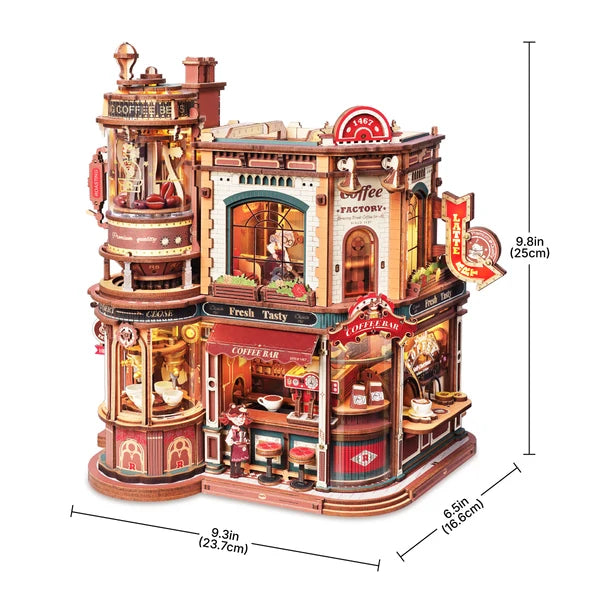 ROKR Dream Coffee Factory Music Box Wooden 3D Puzzle