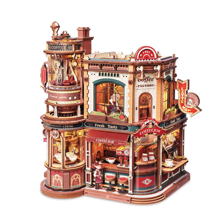ROKR Dream Coffee Factory Music Box Wooden 3D Puzzle