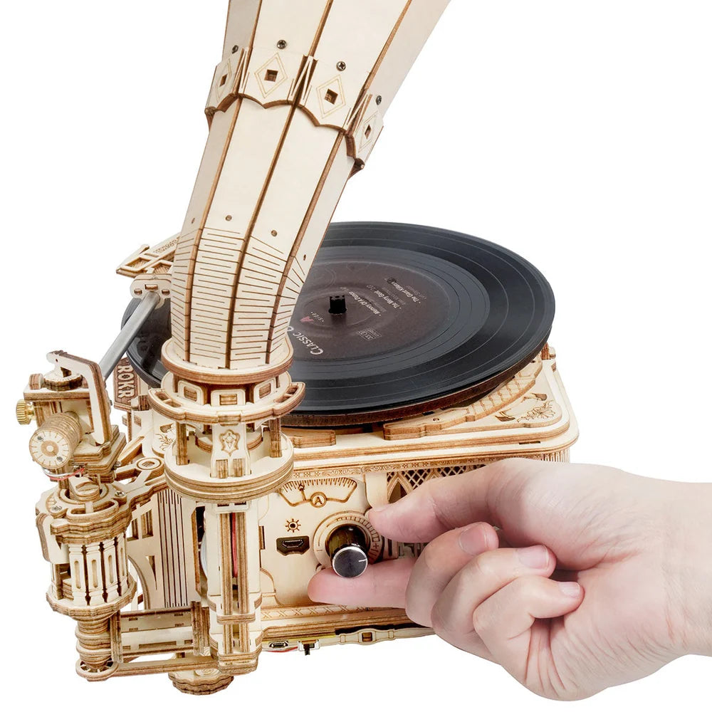ROKR Classic Gramophone 3D Wooden Puzzle (Electric Version)
