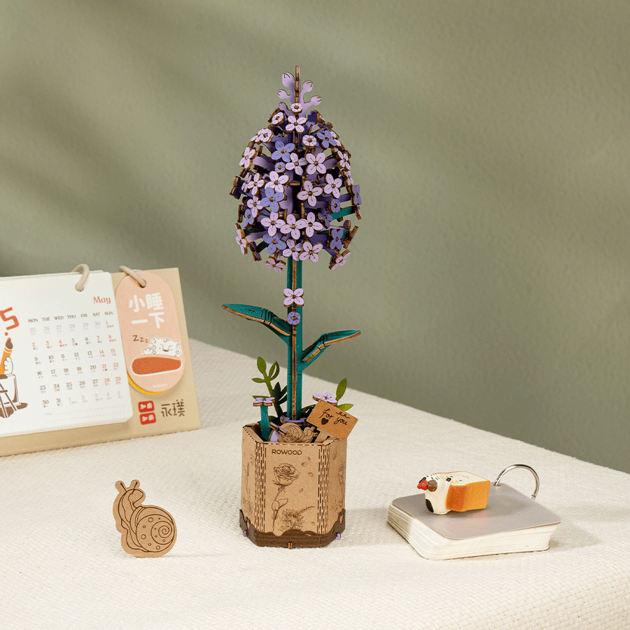 Rowood Wooden Flower 3D Wooden Puzzle Lilac