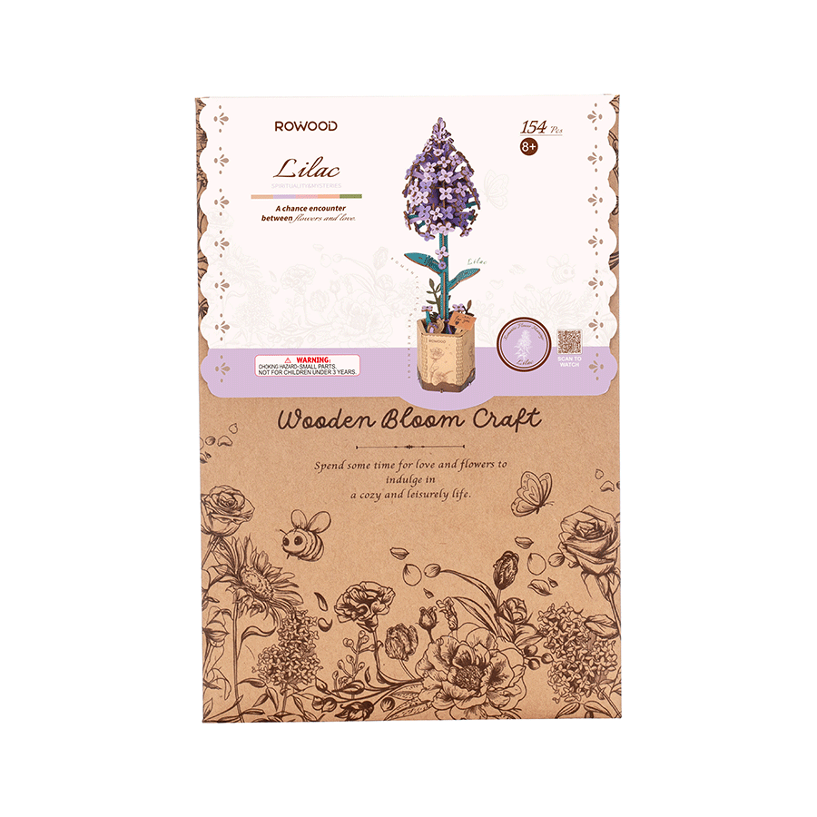 Rowood Wooden Flower 3D Wooden Puzzle Lilac