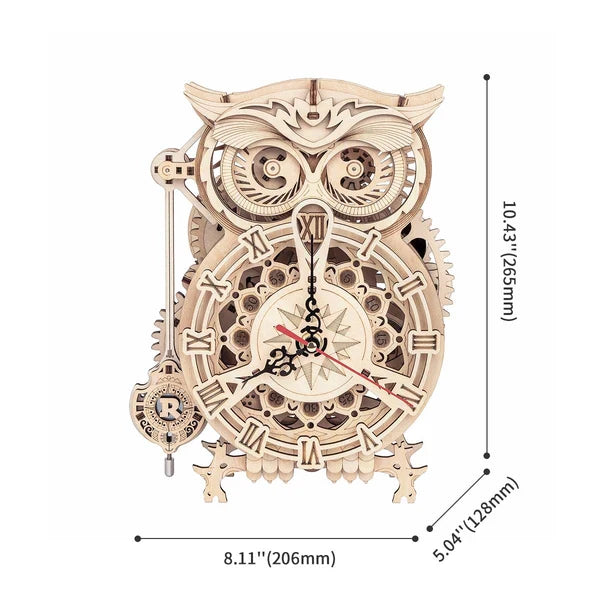 ROKR Owl Clock Mechanical 3D Wooden Puzzle