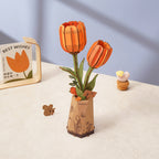 Rowood Wooden Flower 3D Puzzle Orange Tulip