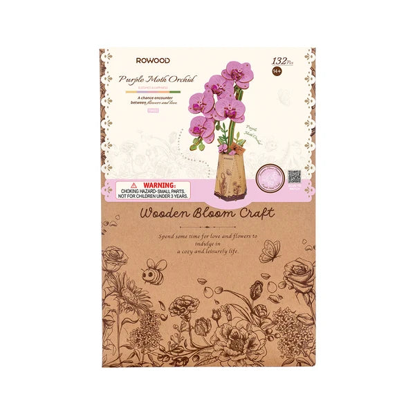 Rowood Purple Orchid DIY Flower 3D Wooden Puzzle