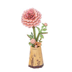 Rowood Wooden Flower 3D Wooden Puzzle Pink Dahlia