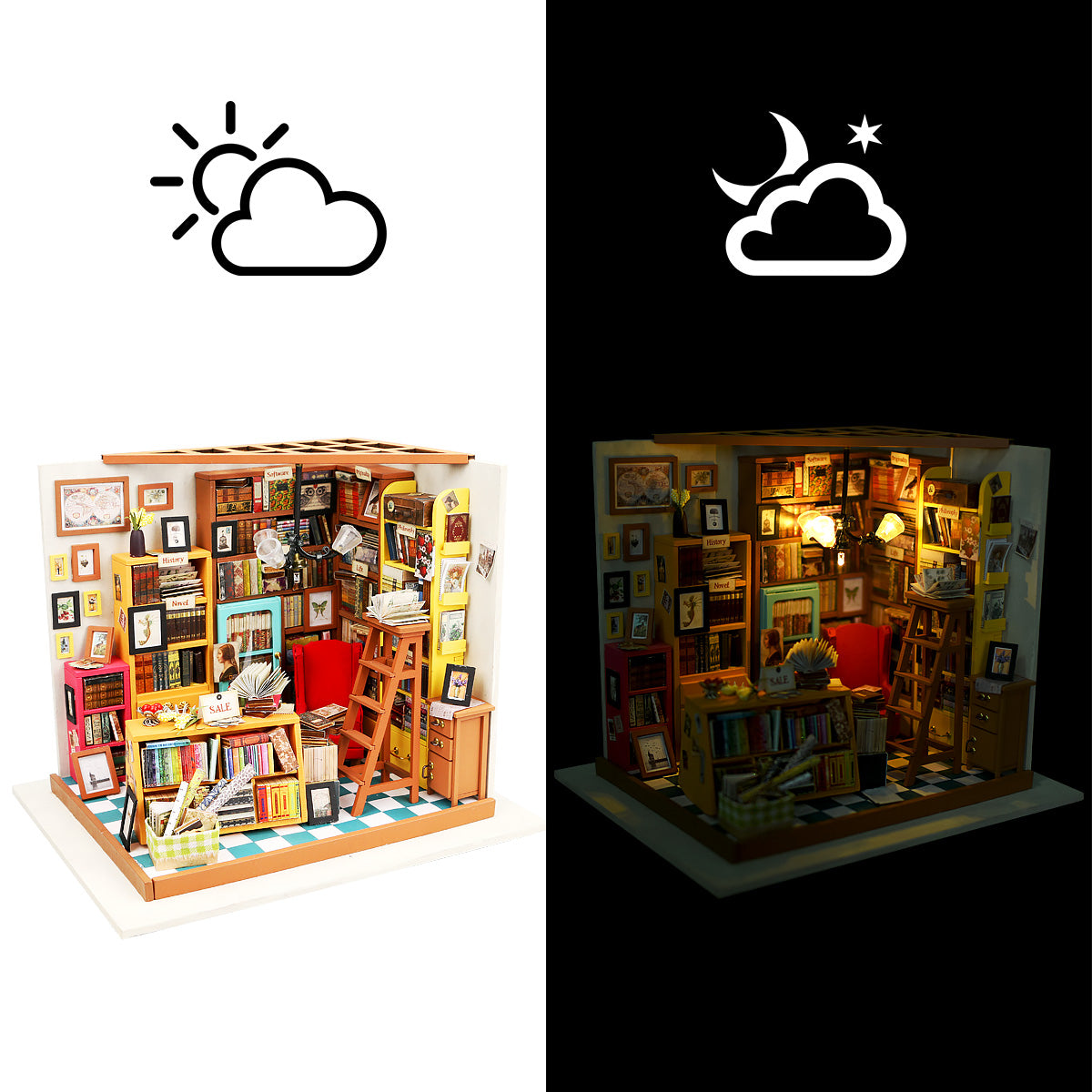 Rolife Sam's Study Library DIY Miniature house