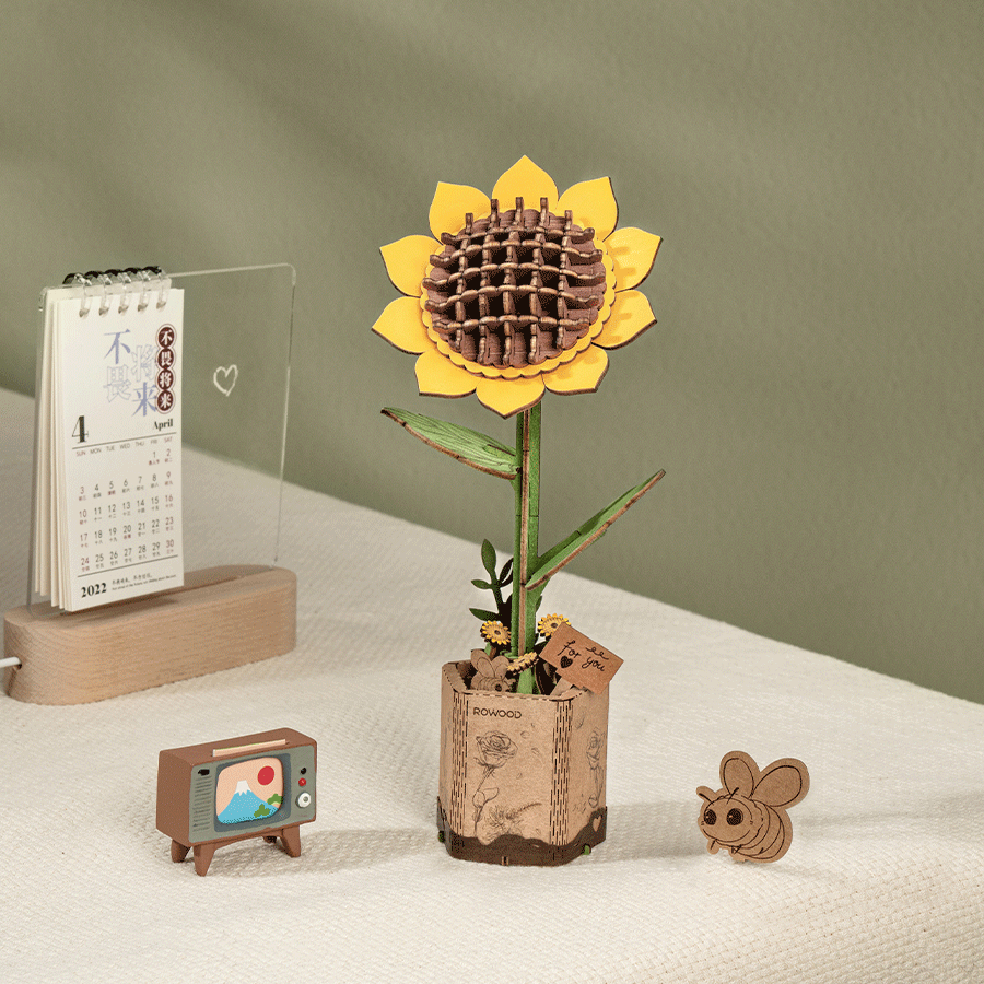Rowood Wooden Flower 3D Puzzle Sunflower
