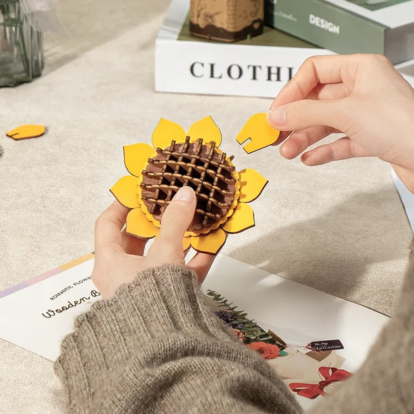 Rowood Wooden Flower 3D Puzzle Sunflower