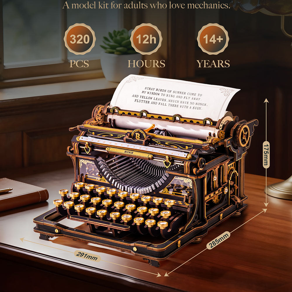 ROKR Mechanical Typewriter Wooden 3D Puzzle (Classic Version)