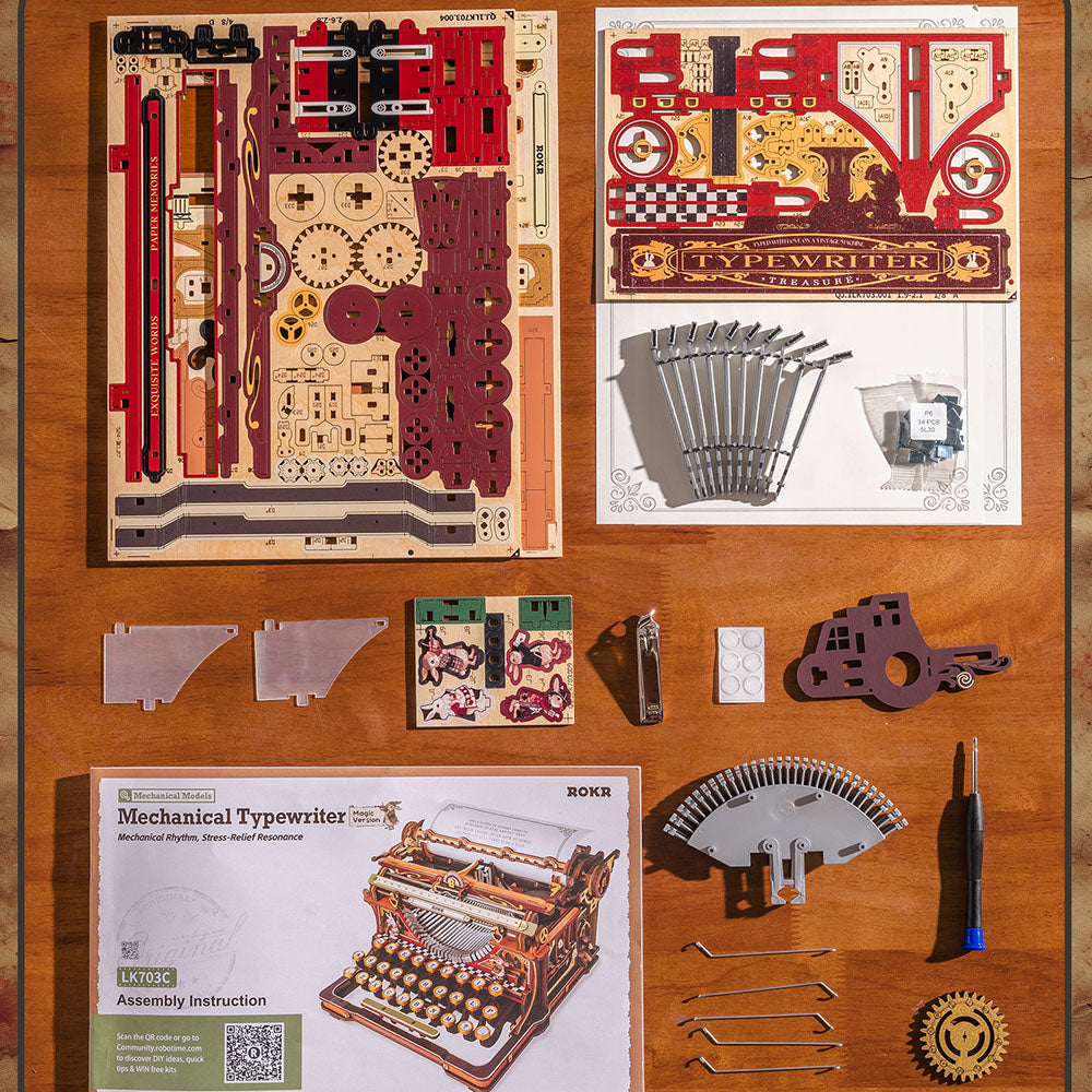 ROKR Mechanical Typewriter Wooden 3D Puzzle (Magic Version)